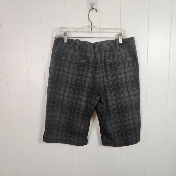 Nike Golf Womens Gray Plaid 12" Bermuda Shorts Stretch Mid Rise Size 10 Medium - Picture 2 of 8